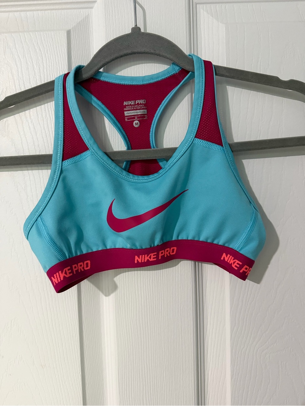Nike Pro Women's Aqua & Berry Sports Bra Youth Medium